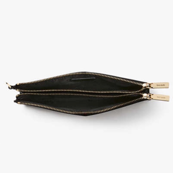 Kate Spade - Madison Double Zip Wristlet Black Saffiano Leather Gold Hardware